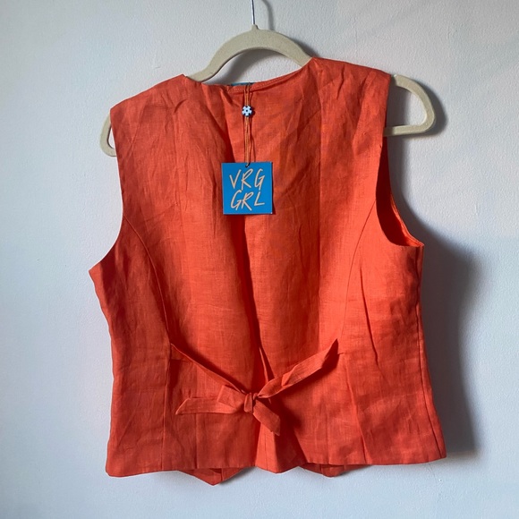 VRG GIRL Italian Streets Linen Vest in Orange | NWT - Picture 7 of 7